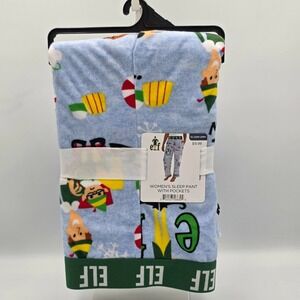 ELF Buddy OMG Santa Women's Icy Blue Velour Sleep Pants w/Pockets 3XL (22W-24W)